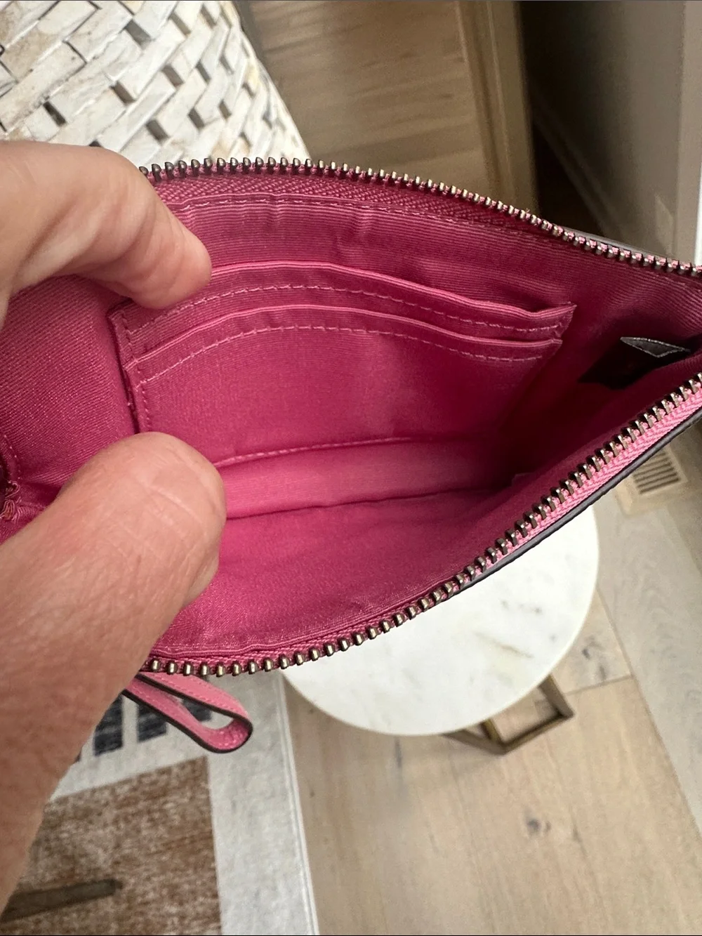 Coach Pink Leather Zip Wristlet Clutch